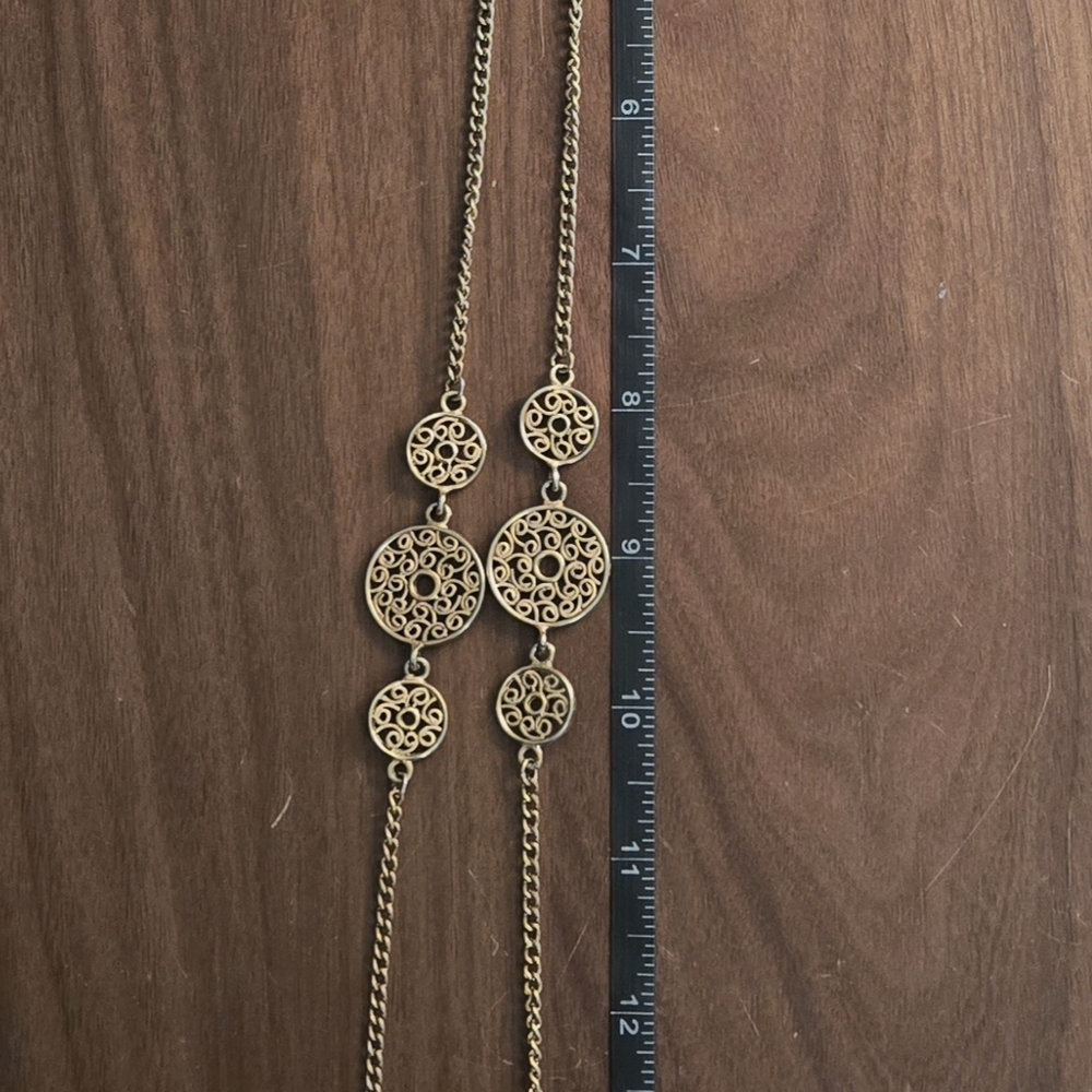 Vintage Gold Filigree Coin Necklace - Picture 3 of 3
